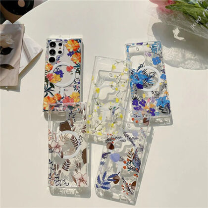 Floral Magnetic Samsung Galaxy Clear TPU Case