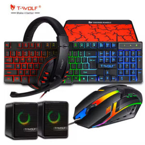 T-WOLF TF850 Gaming keyboard mouse headset speaker mouse pad